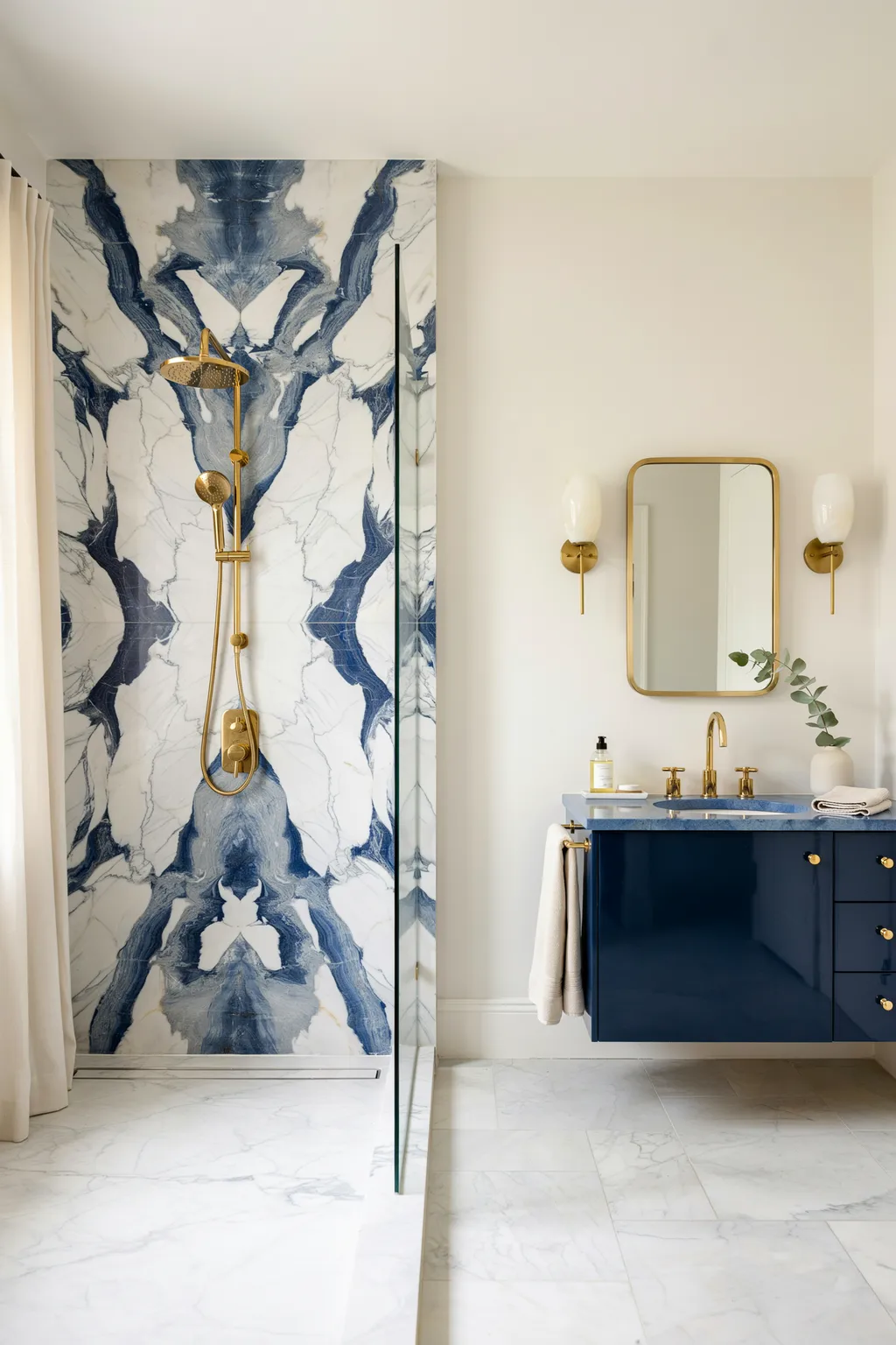 Blue Marble Shower Wall Statement