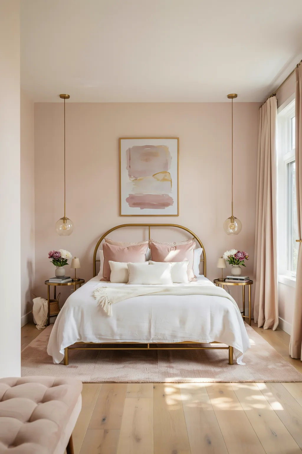 Blush Glam Gold Metal Bed