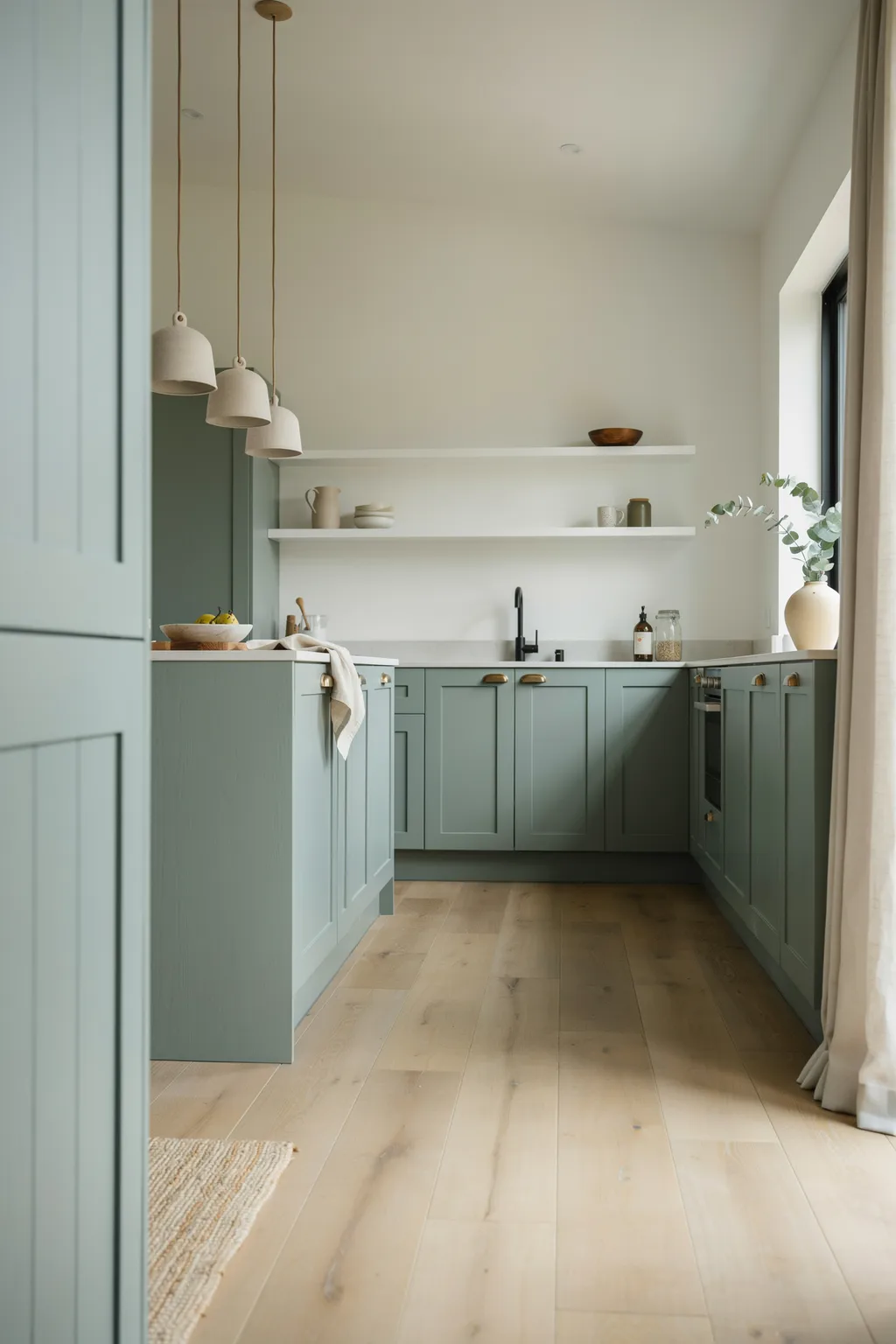 Minimalist Sage Green Kitchen
