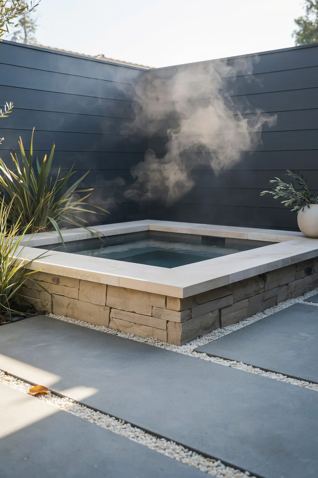 Minimal Sunken Spa With Moody Dark Walls