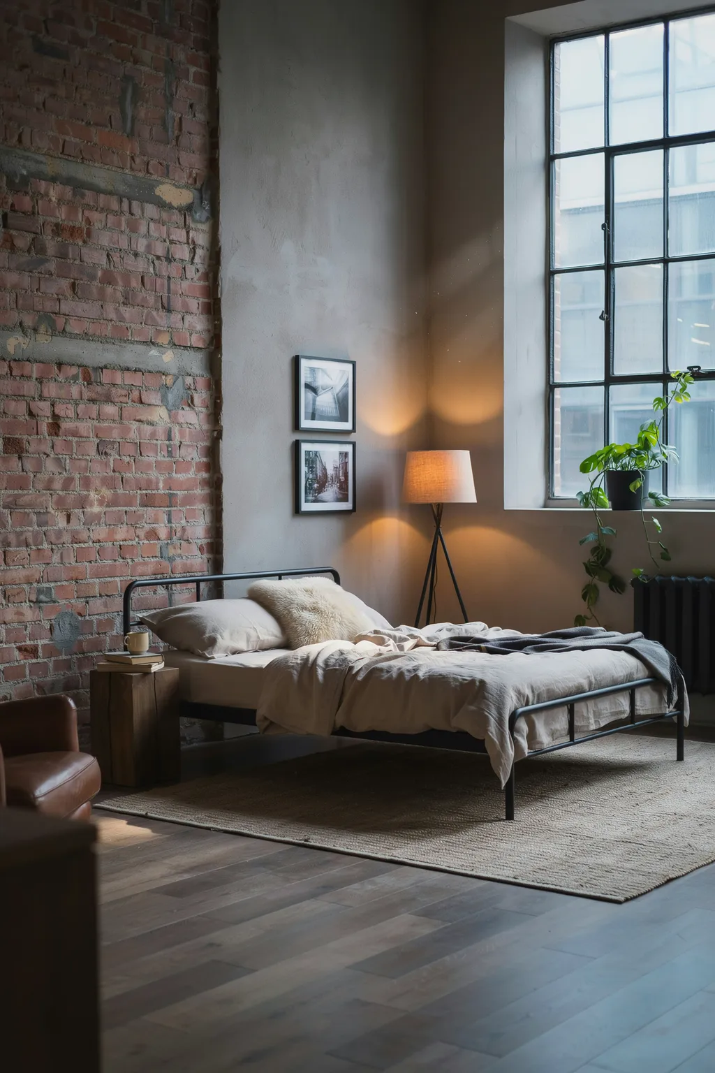 Industrial Brick Metal Bed Loft