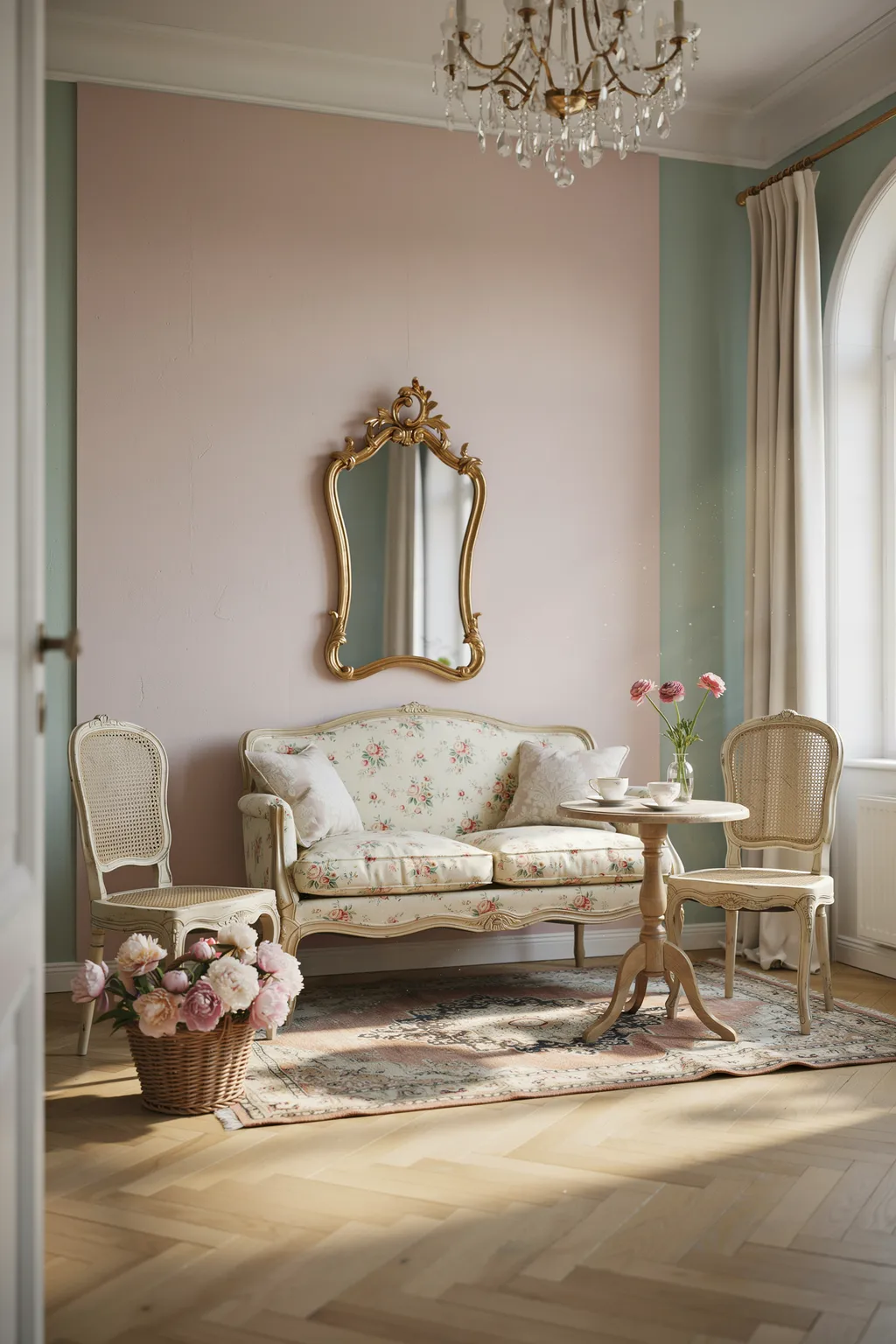 French Country Living Room, Small And Bright