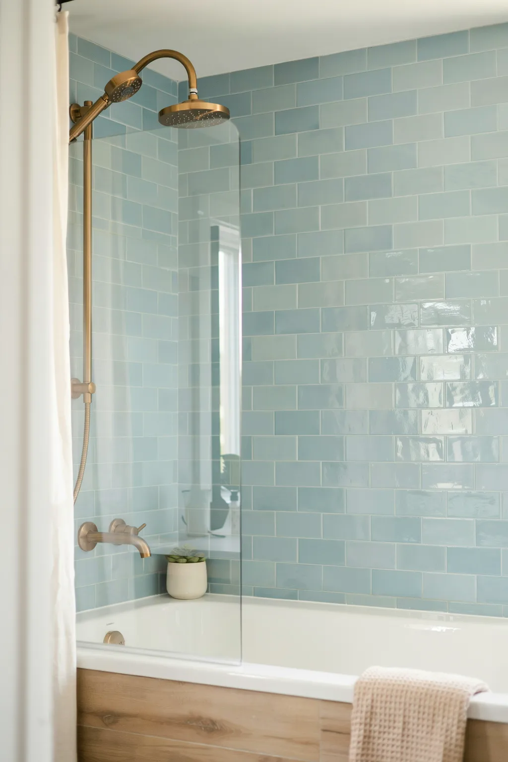 Aqua Subway Tile for a Coastal Shower