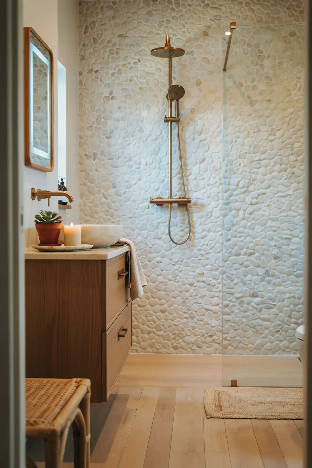 Texture a Shower Wall With Pebble Tile
