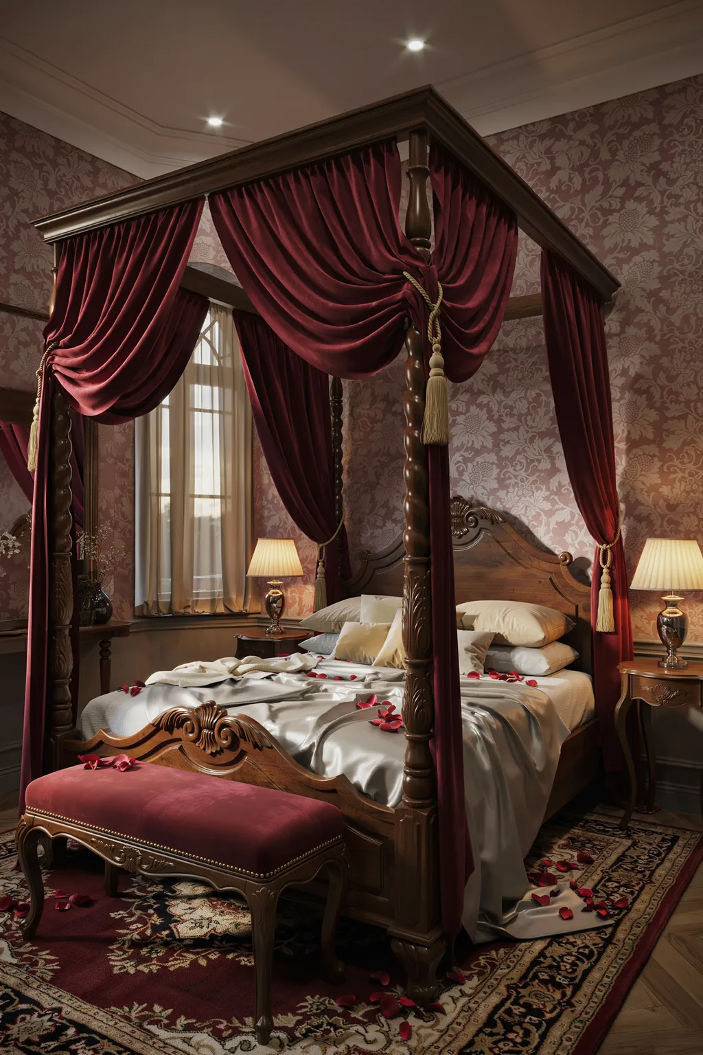 Opulent Four Poster Romantic Bedroom Idea