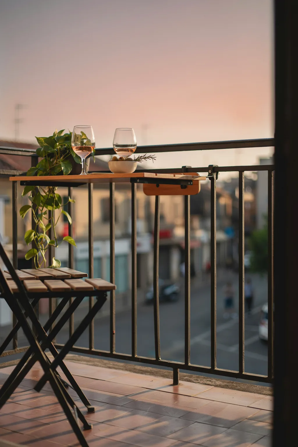 Fold-Down Railing Bar for Tiny Balconies