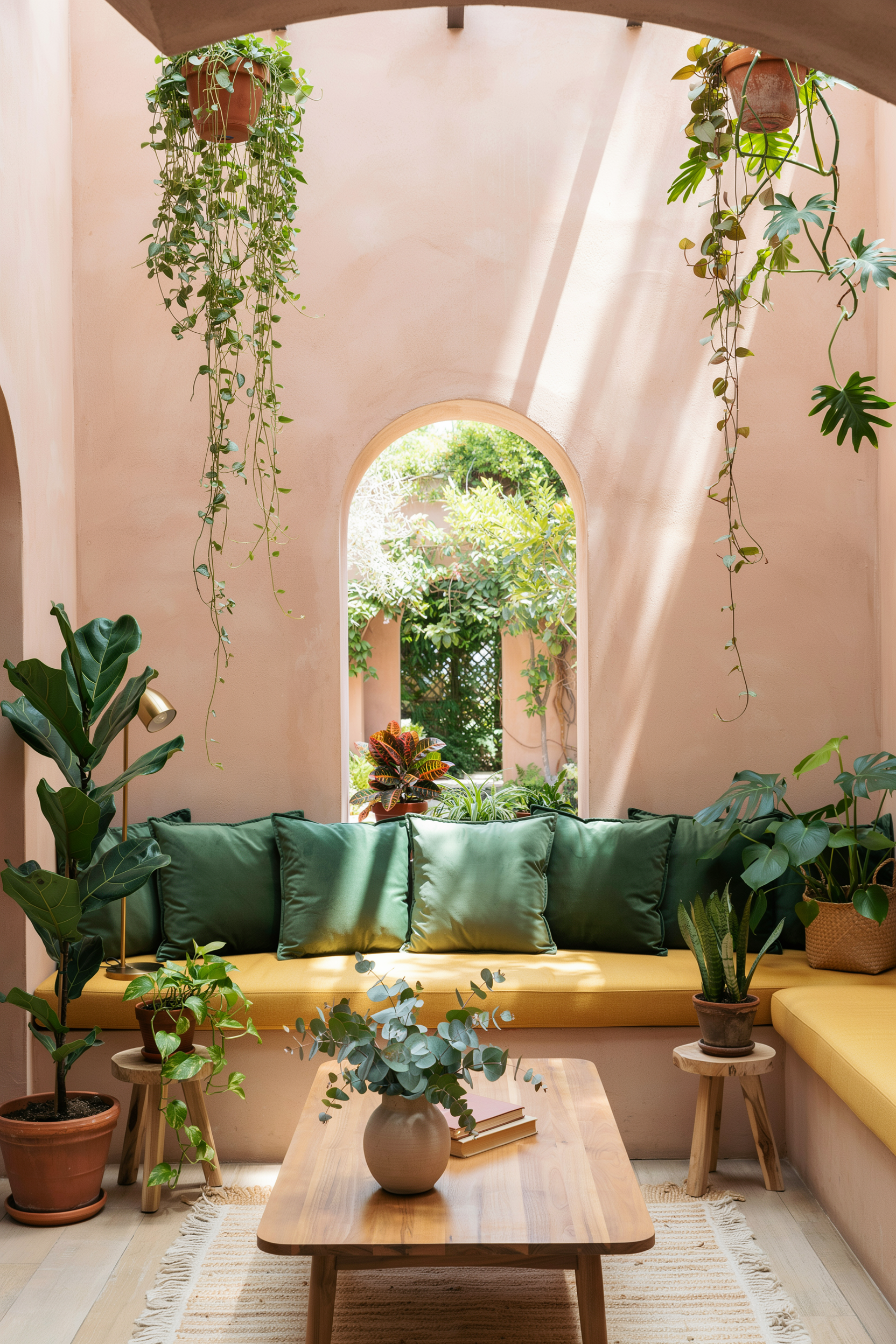 Yellow And Forest Green Living Room