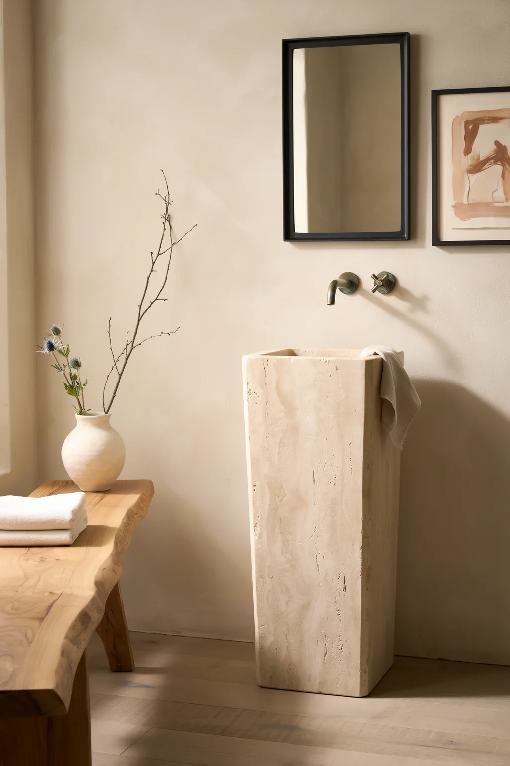 Monolithic Stone Pedestal Sink
