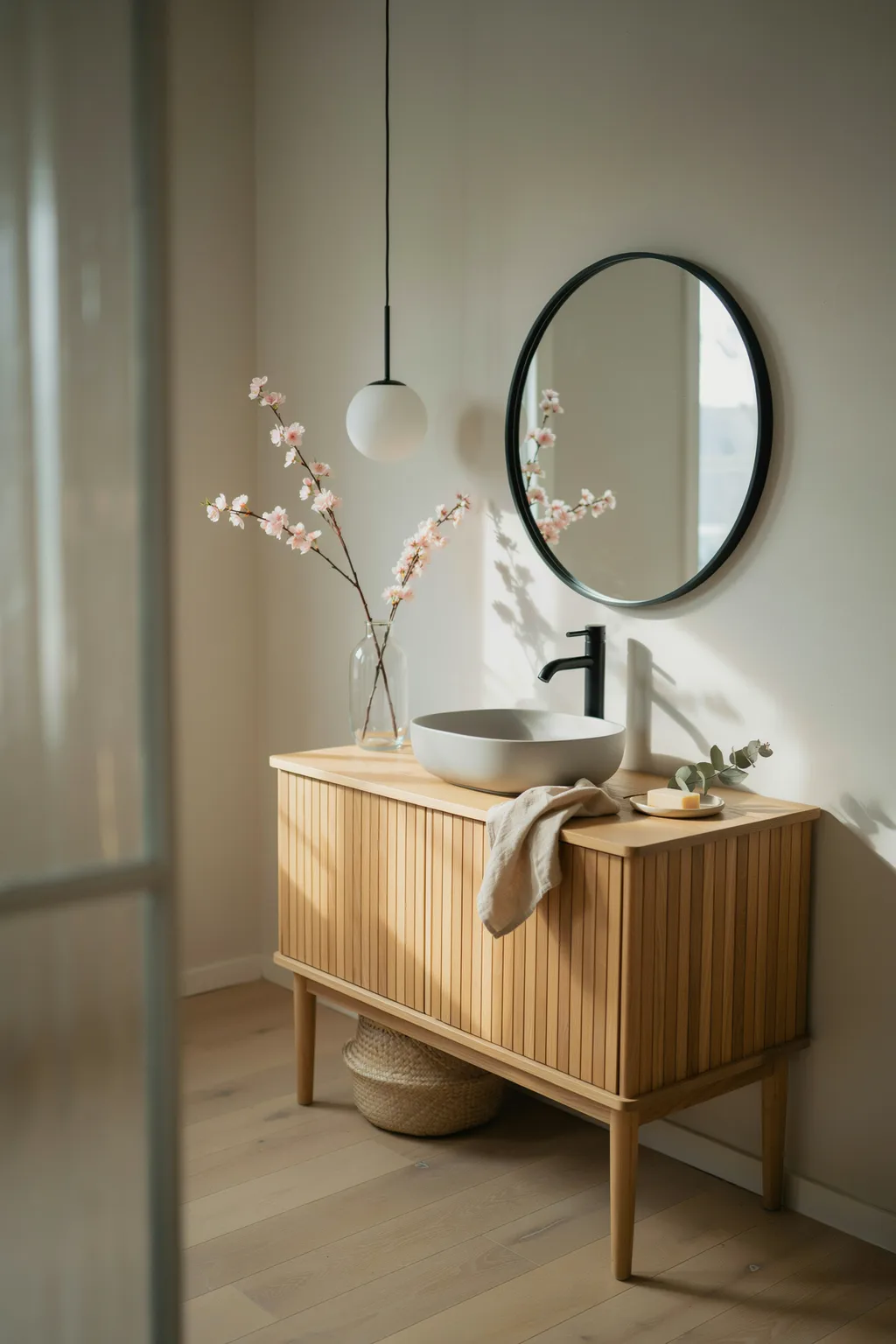 Console Vanity With Blossom Branches