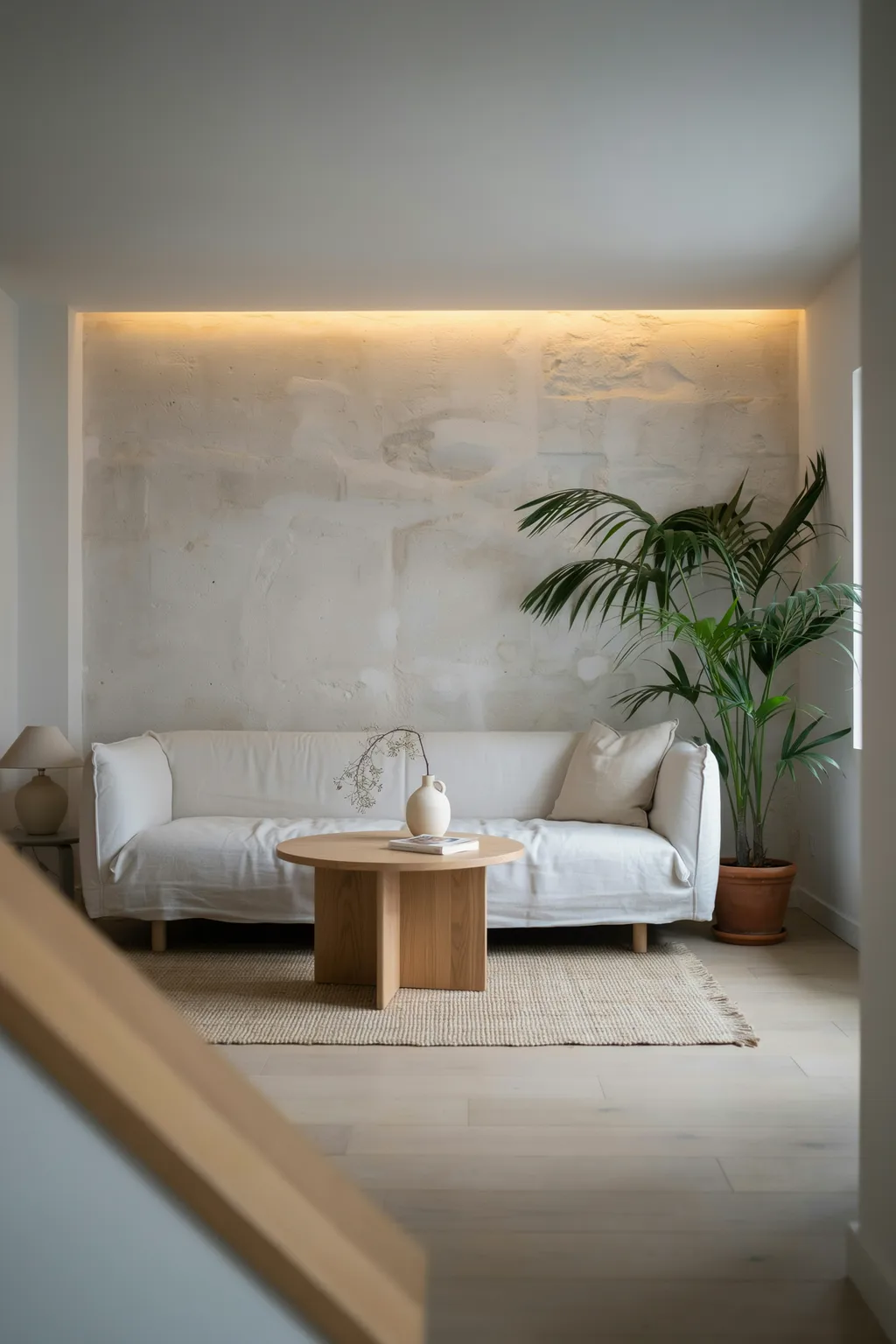 Textured Plaster Wall in a White Room