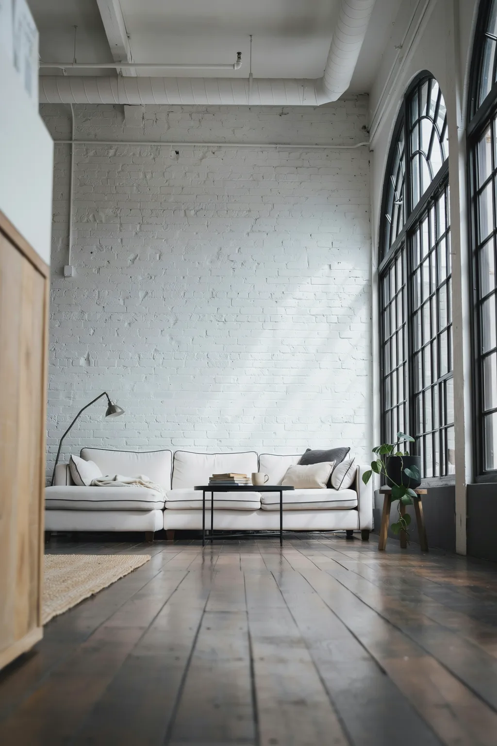 Bright White Loft Living Room