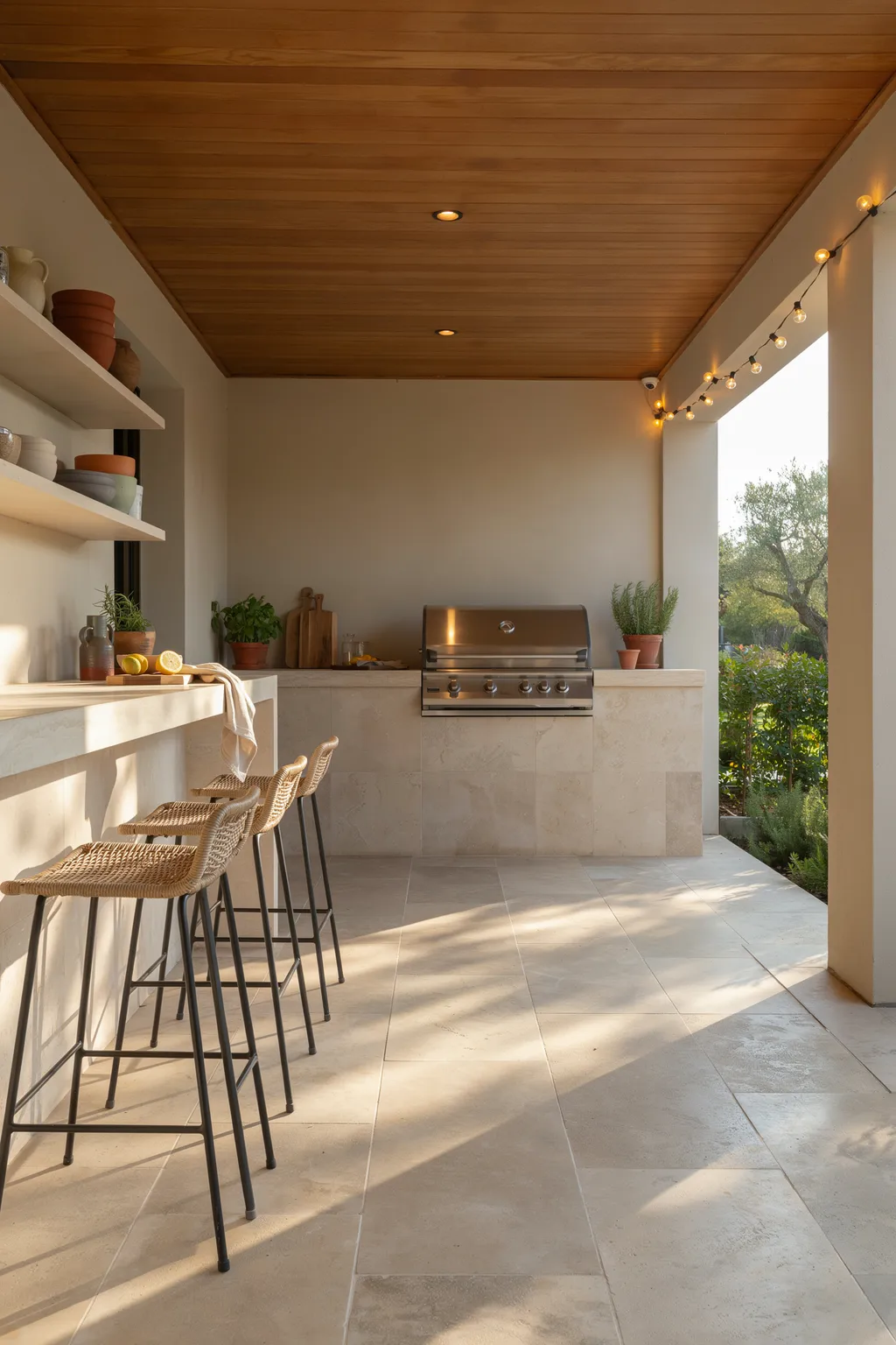 Covered Outdoor Kitchen Bar for Easy Hosting