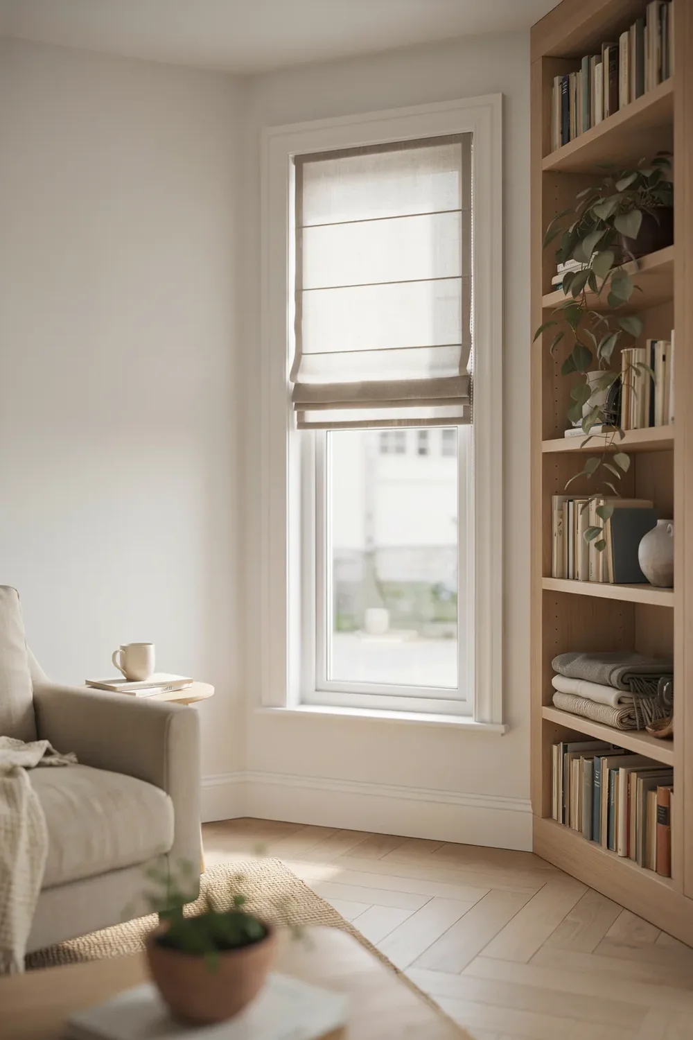 Roman Shades Where Panels Would Crowd the Room