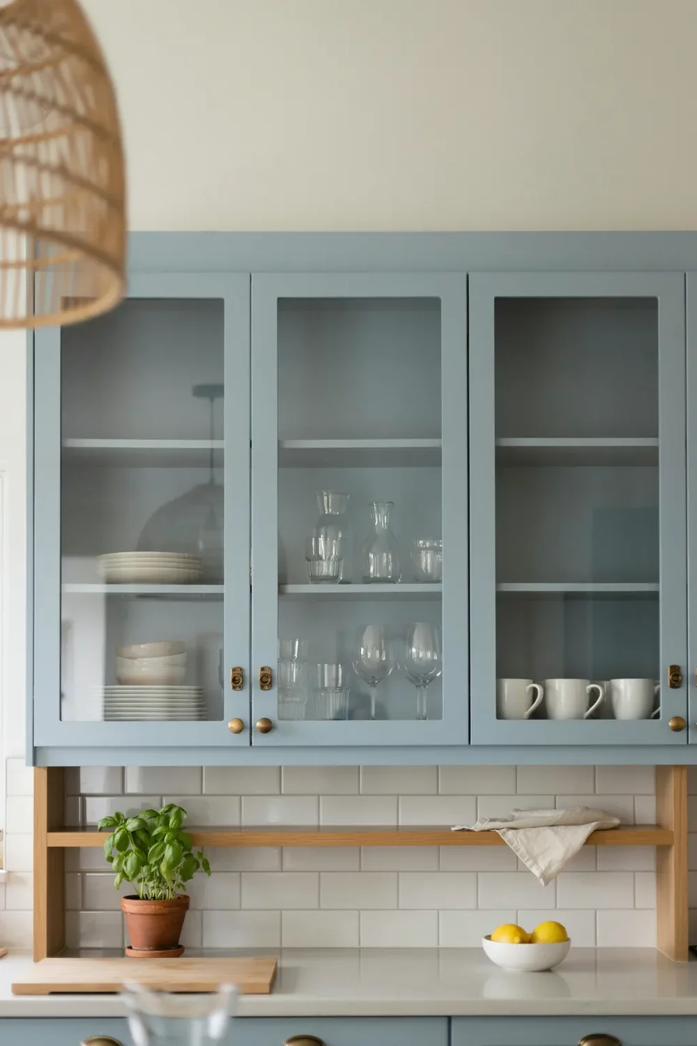 Style Glass-Front Blue Cabinets
