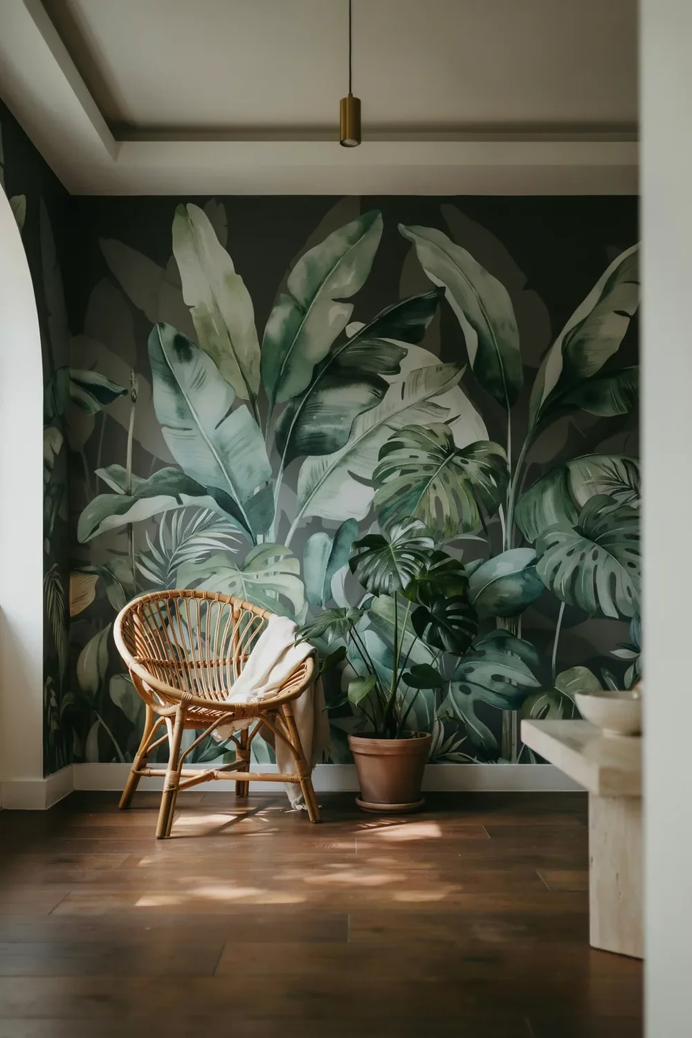 Tropical Leaves on Black for Jungle Noir