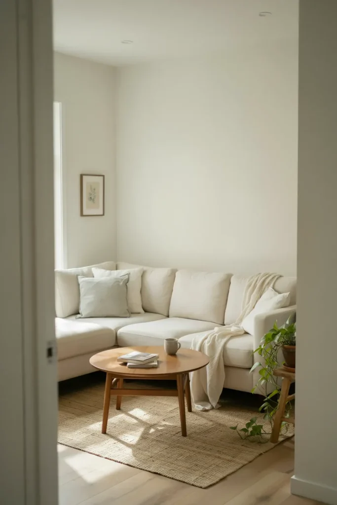 use a sectional that hugs the corner