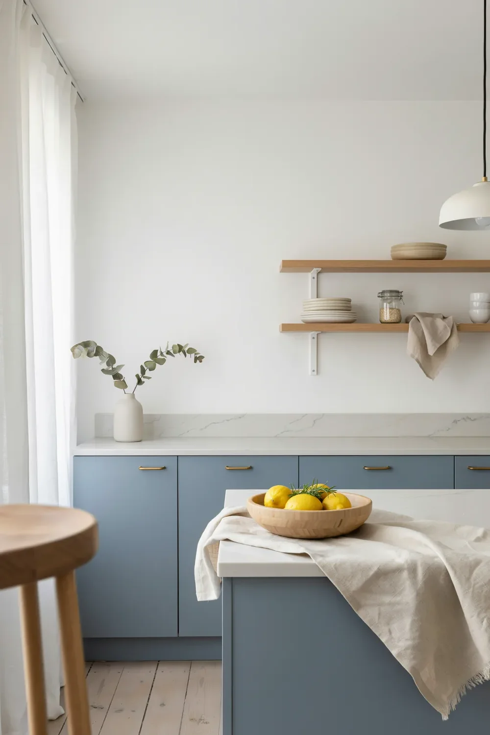 Dusty Blue Scandinavian Kitchen