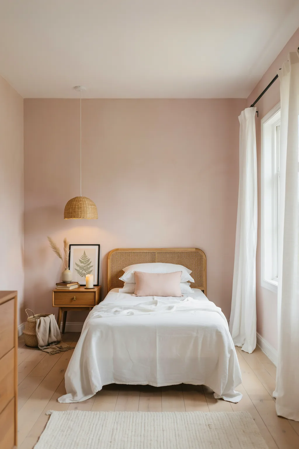 Warm Pink Up With Honey-Toned Wood