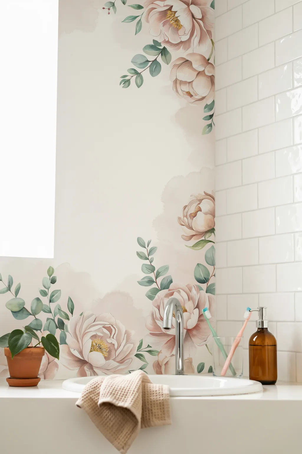 Watercolor Blooms Suit Bathrooms, With One Condition
