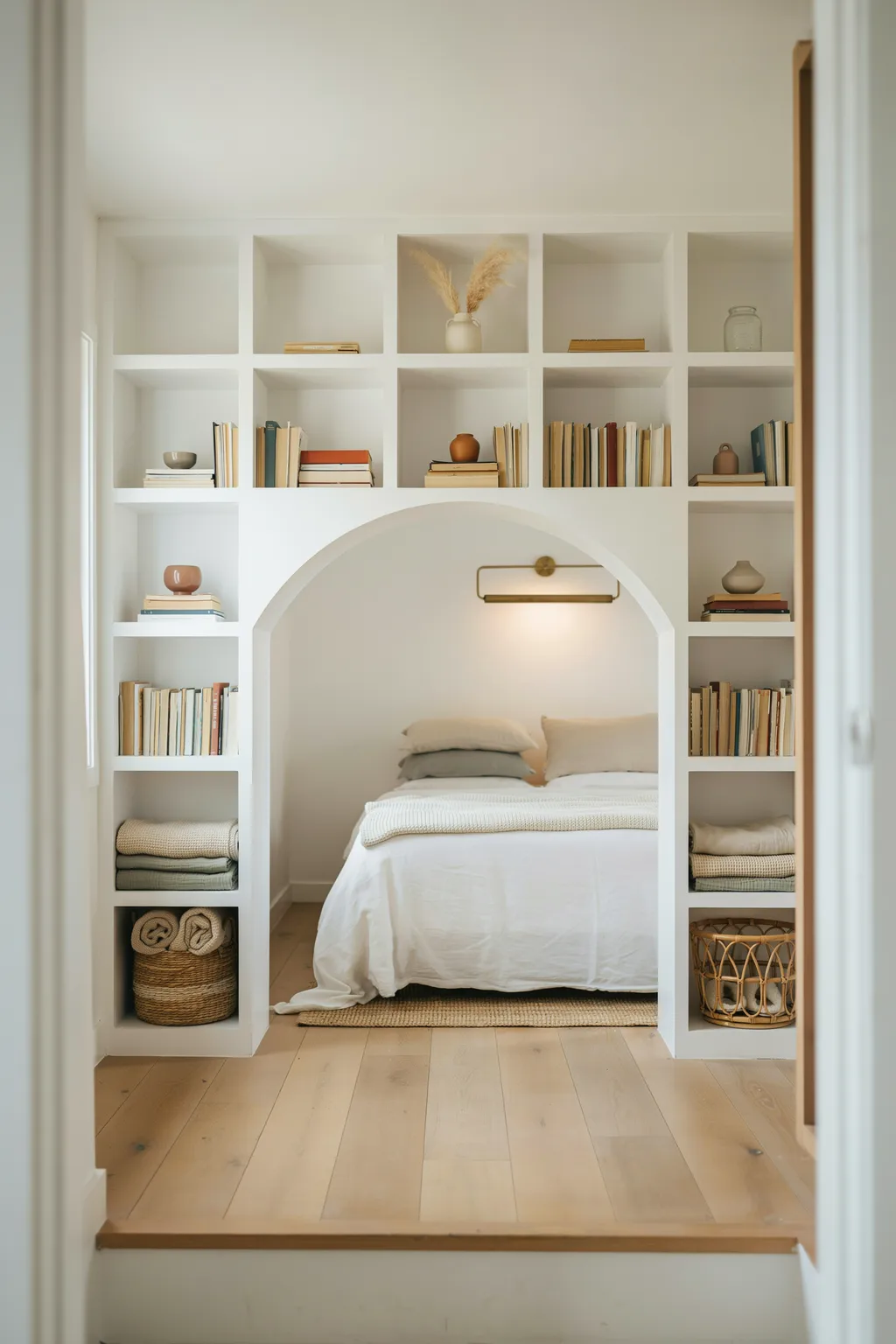 Wrap Shelving Around the Bed Wall