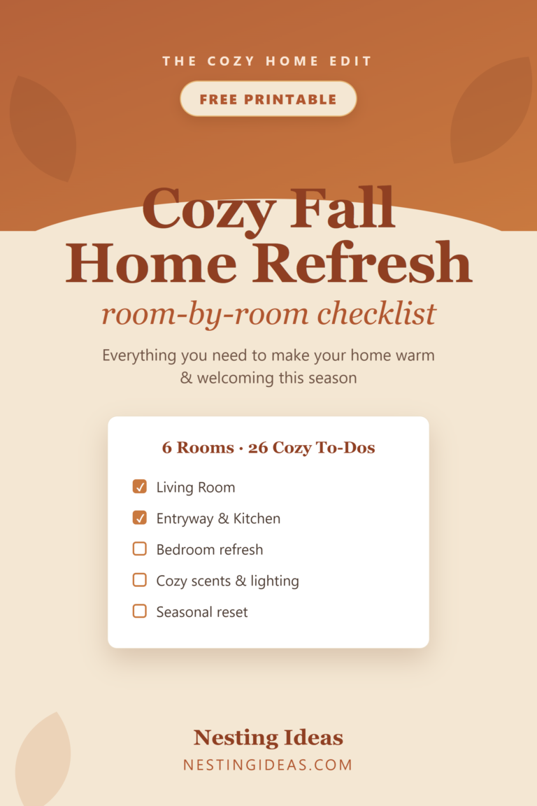 Cozy Fall Home Refresh Checklist free printable from Nesting Ideas