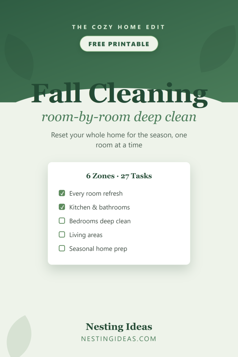 Fall Cleaning Checklist free printable from Nesting Ideas