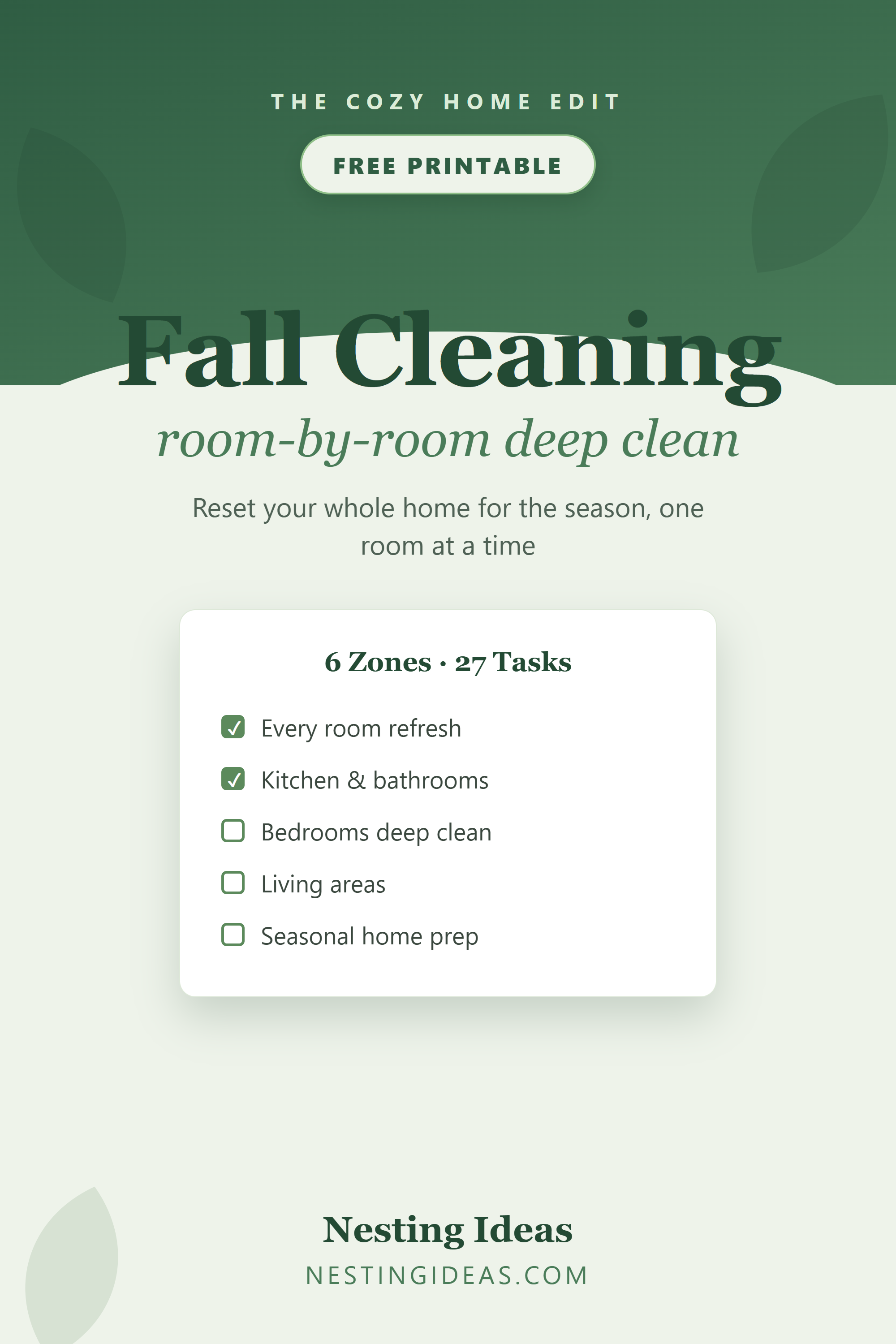 Free Fall Cleaning Checklist printable