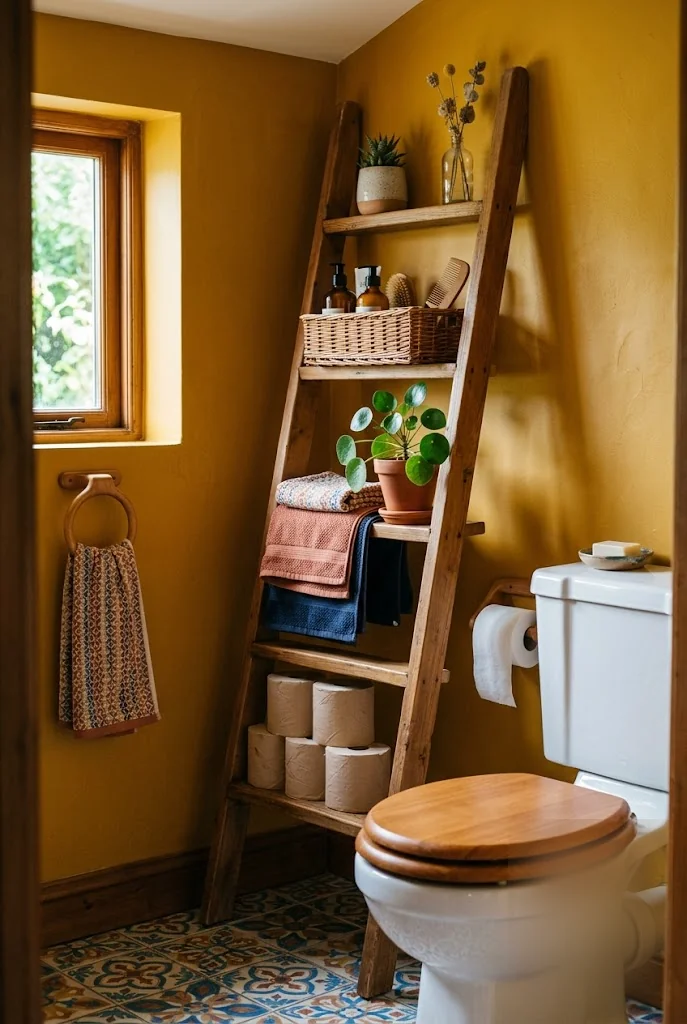 Ladder Shelf Bathroom Storage No Drilling