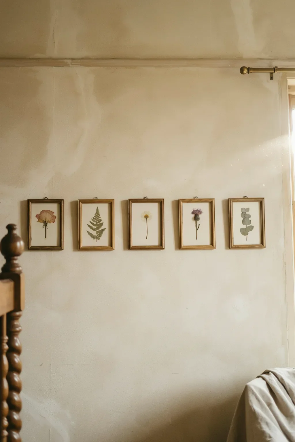 Pressed-Flower Herbarium Row Above Bed