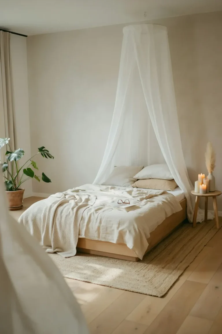 Airy White Canopy Bedroom Idea for a Calm Retreat