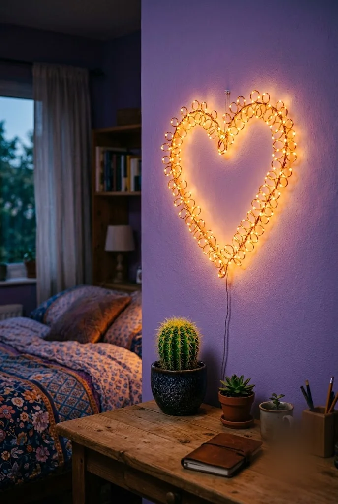 Heart-Shaped String Lights Wall Decor