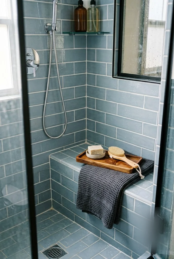Built-In Tiled Shower Bench