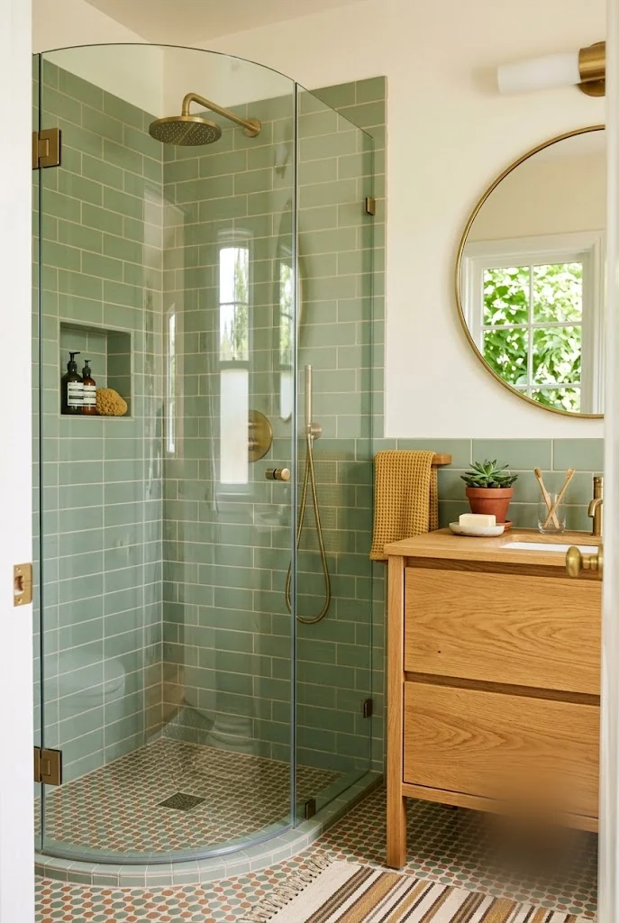 Pale Sage Tile Small Shower