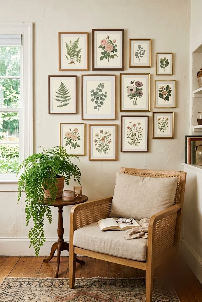 Delicate Botanical Print Gallery Wall