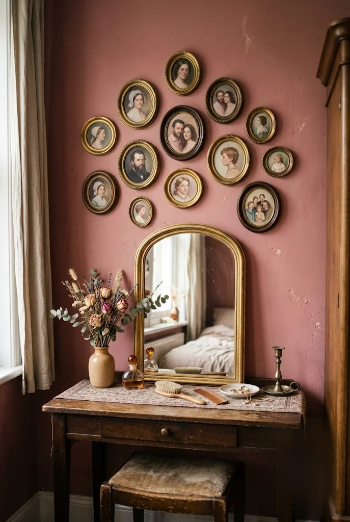Clustered Miniature Portrait Gallery Wall