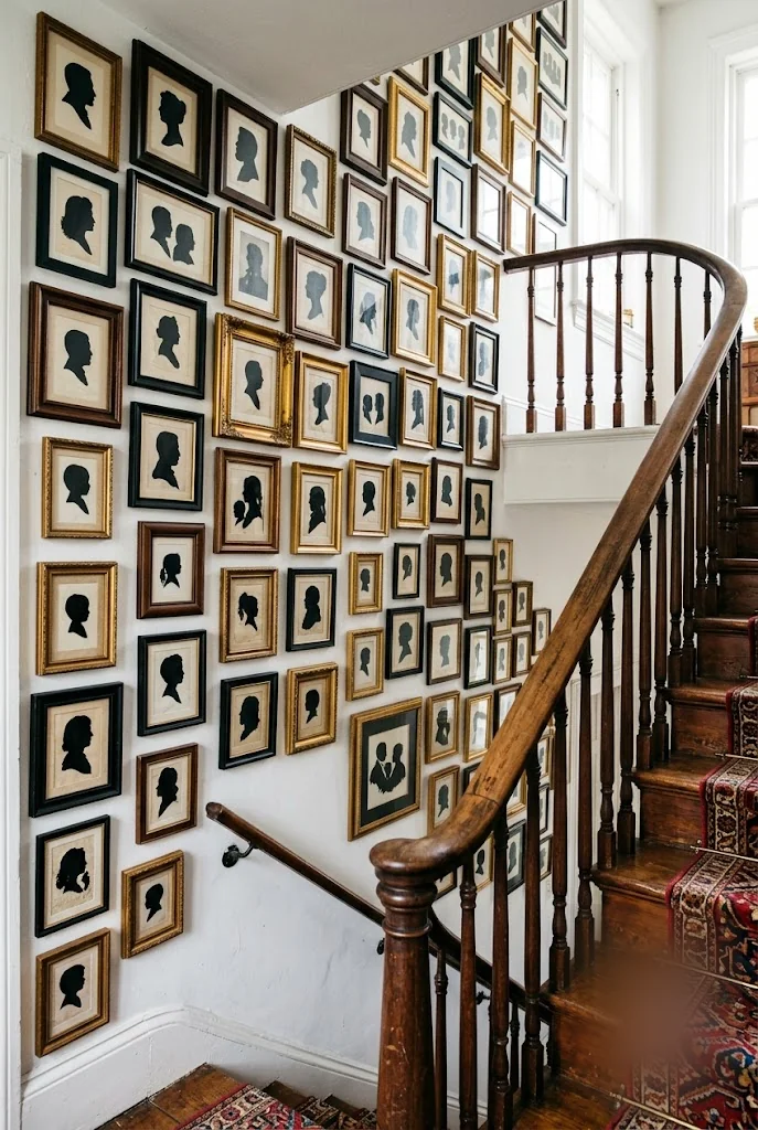 Stairwell Wall of Silhouette Portraits