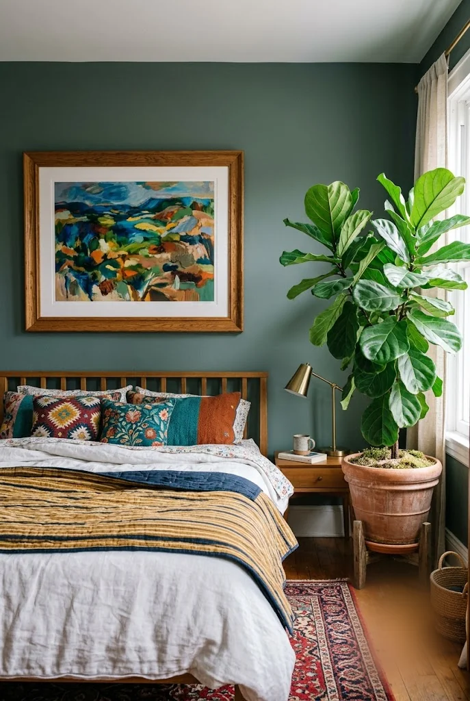 One Large Art Piece and One Big Plant