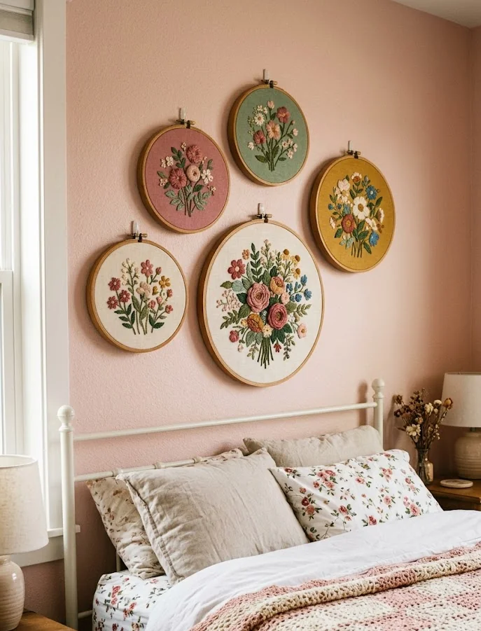 Vintage Embroidery Hoop Wall Cluster