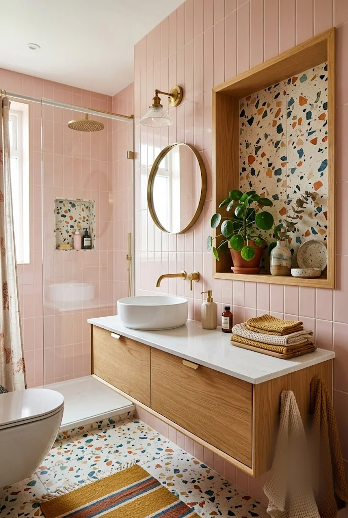 Terrazzo Niche Bathroom Storage Idea