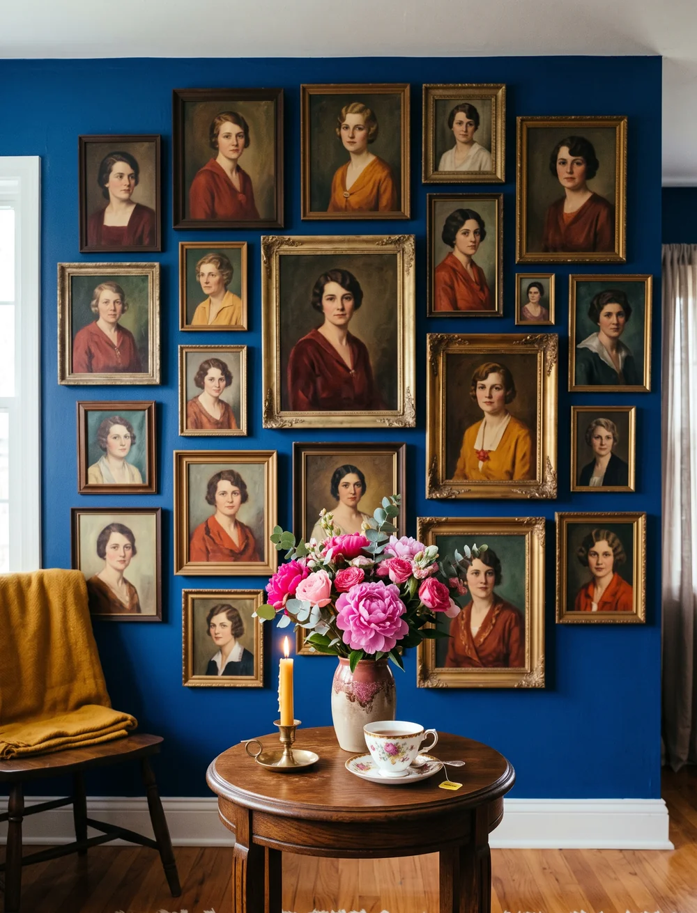 Dense Portrait Painting Gallery Wall