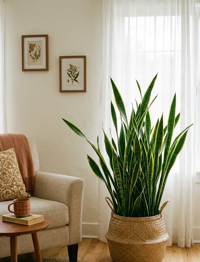 Low-Maintenance Snake Plant Corner