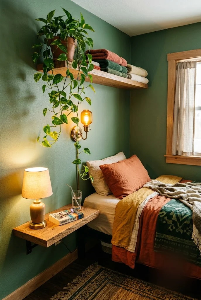 Floating Shelf and Sconce Bedside Setup