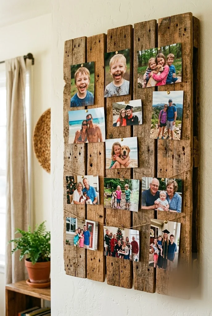 Frameless Family Photos on Rustic Pallet Wood