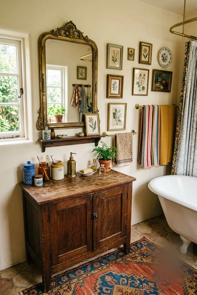 Thrifted Vintage Bathroom Decor Idea