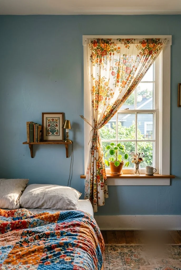 Flea-Market Curtain as Window Art