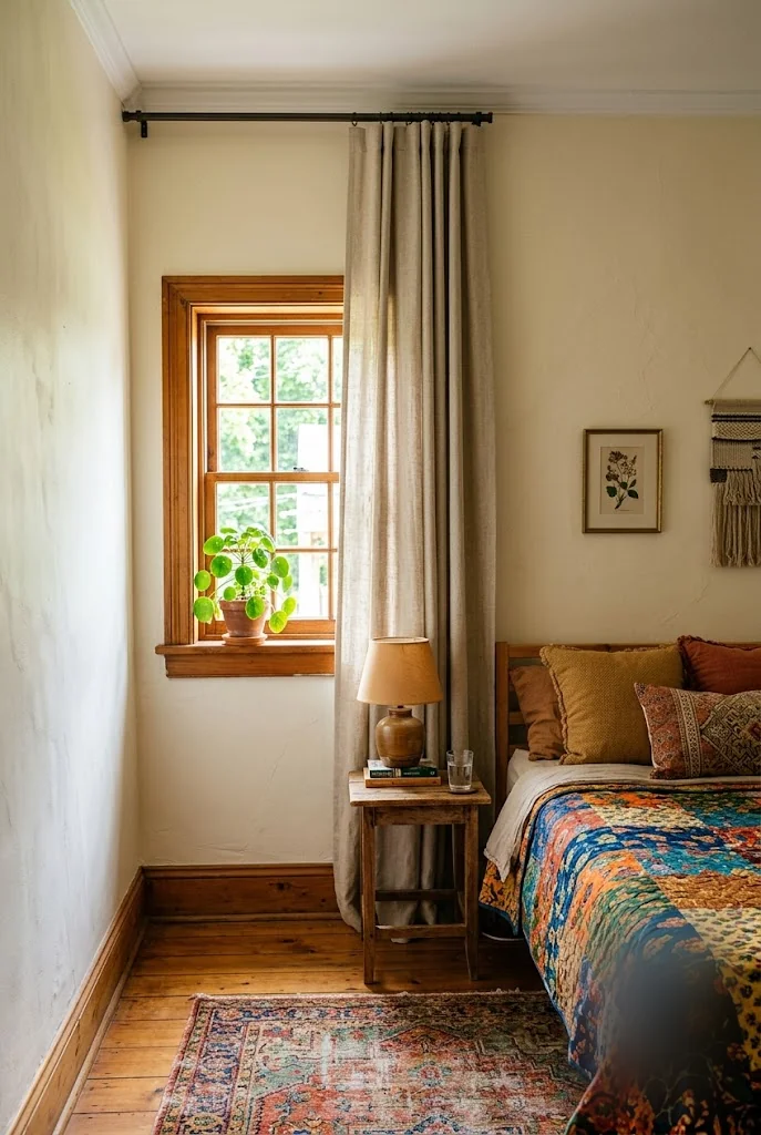 Floor-Length Curtains Hung High