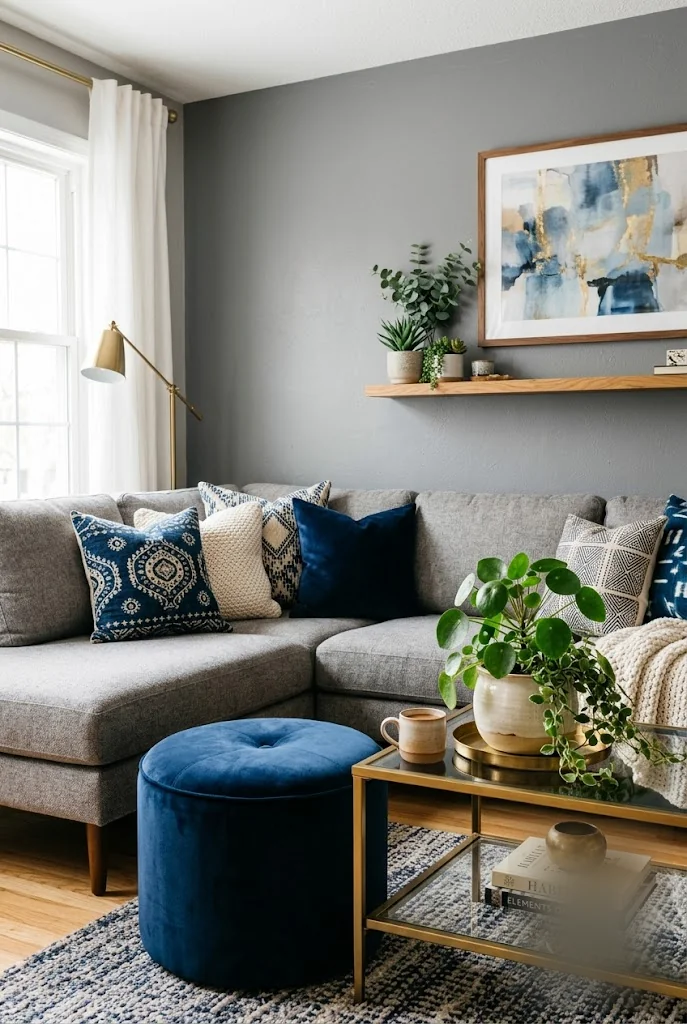Navy and Grey Living Room Combo