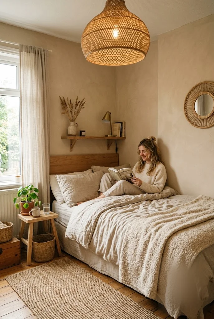 Monochromatic Oatmeal Bedroom Scheme
