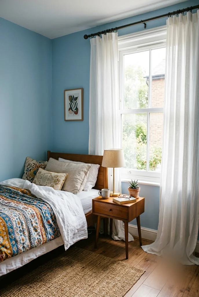 Curtains Hung Near the Ceiling for Natural Light