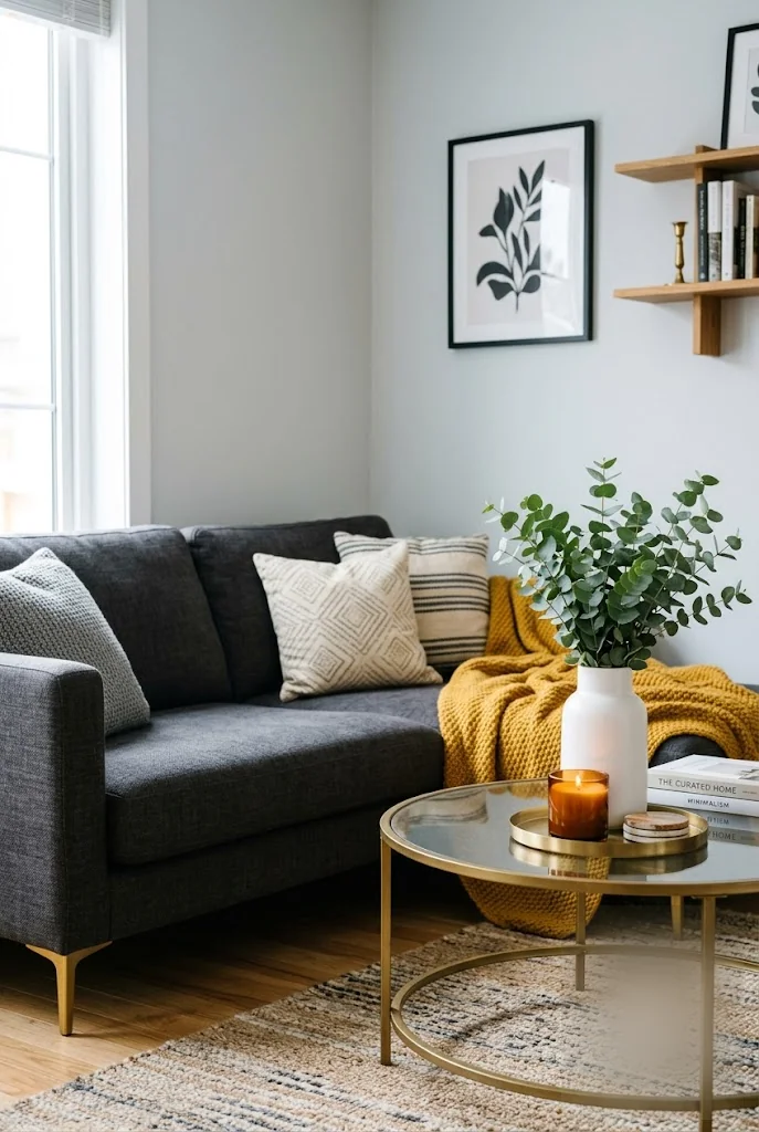 How to Make a Dark Grey Couch Feel Cozy